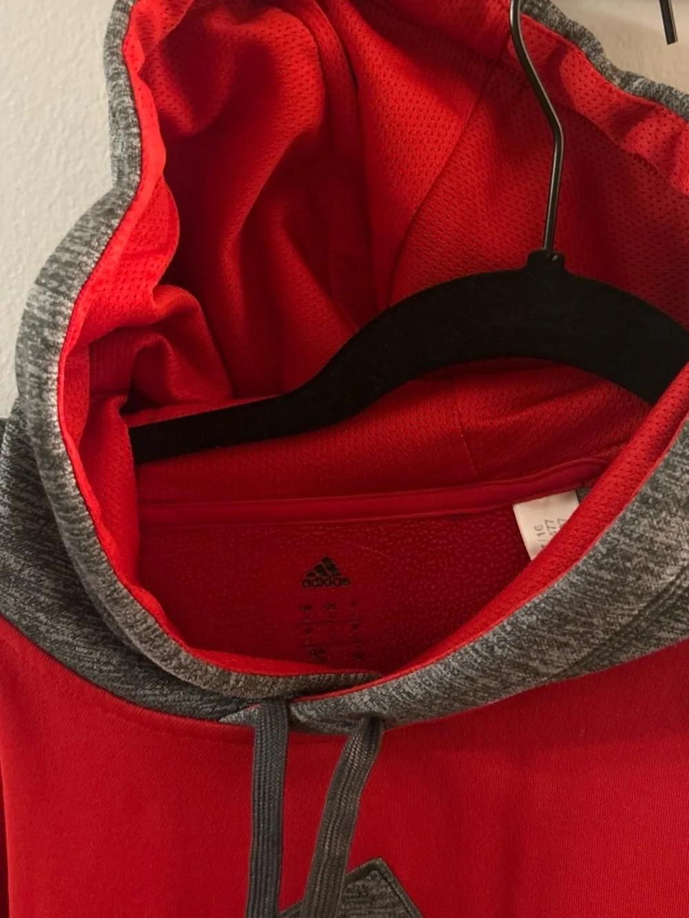 adidas Originals Red and Gray Pullover Hoodie with Logo